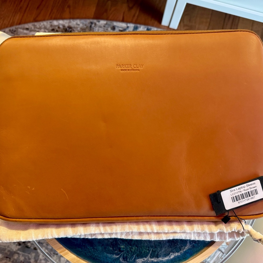 Parker Clay 15” Sira Leather Laptop Sleeve in Rust Brown